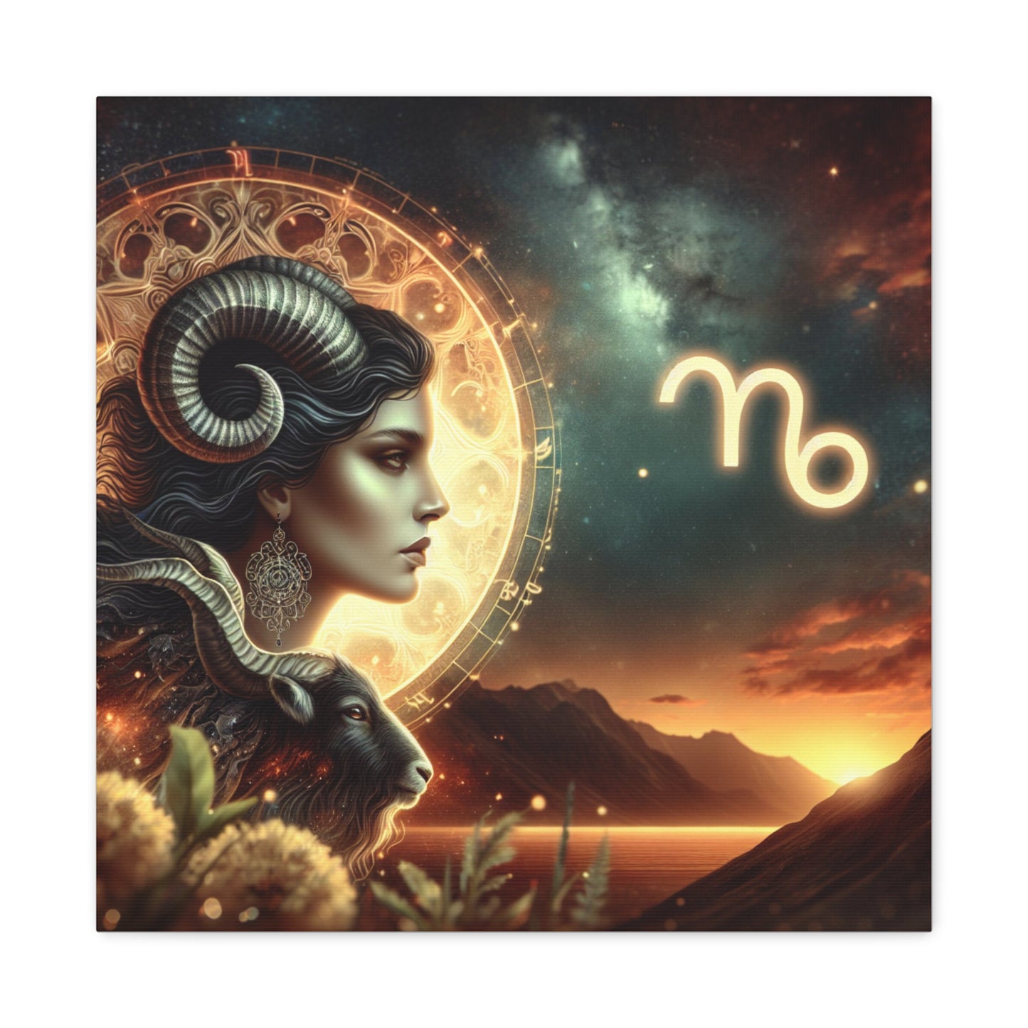 Capricorn Woman Astrological Sign Canvas Wall Art