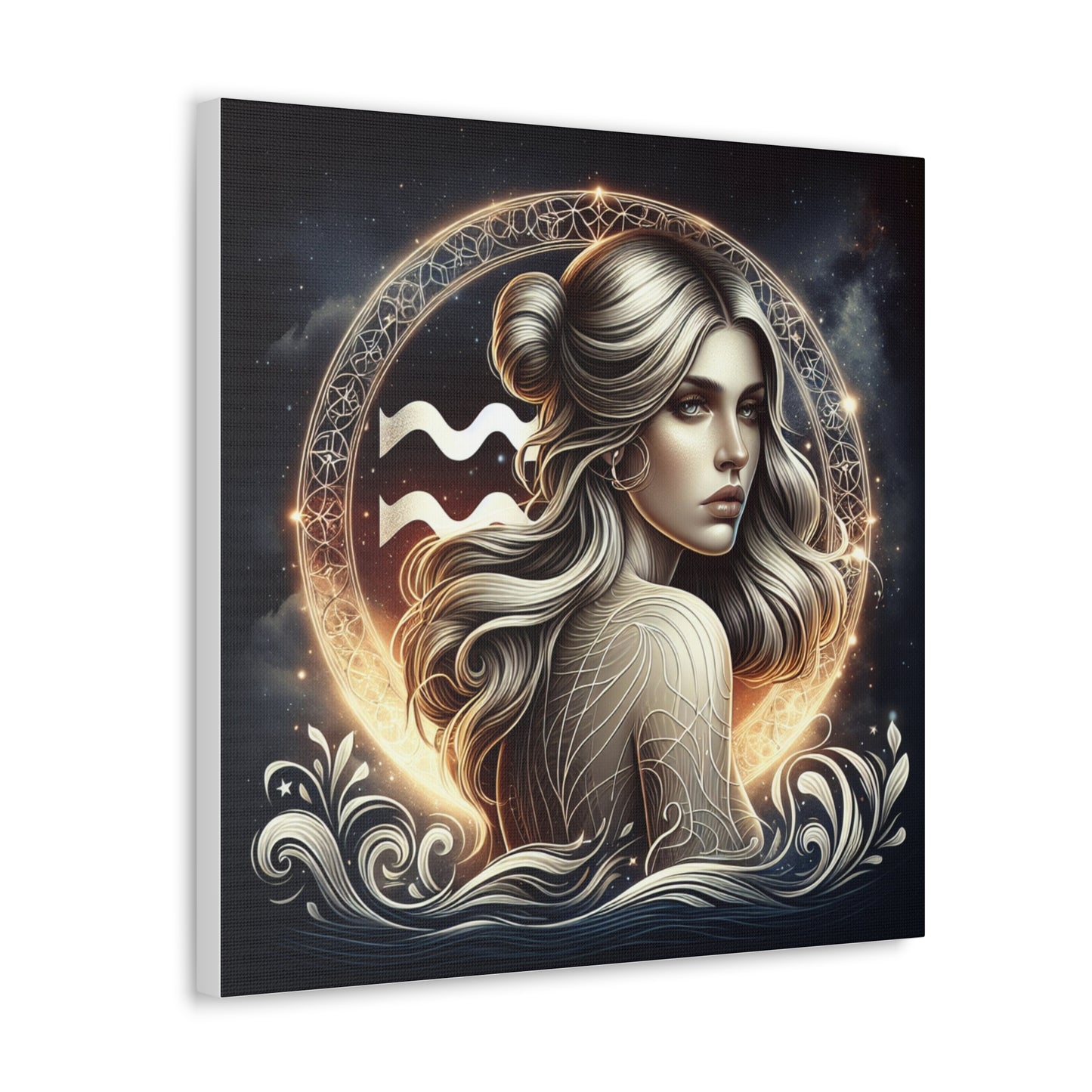 Aquarius Woman Astrological Sign Canvas Wall Art