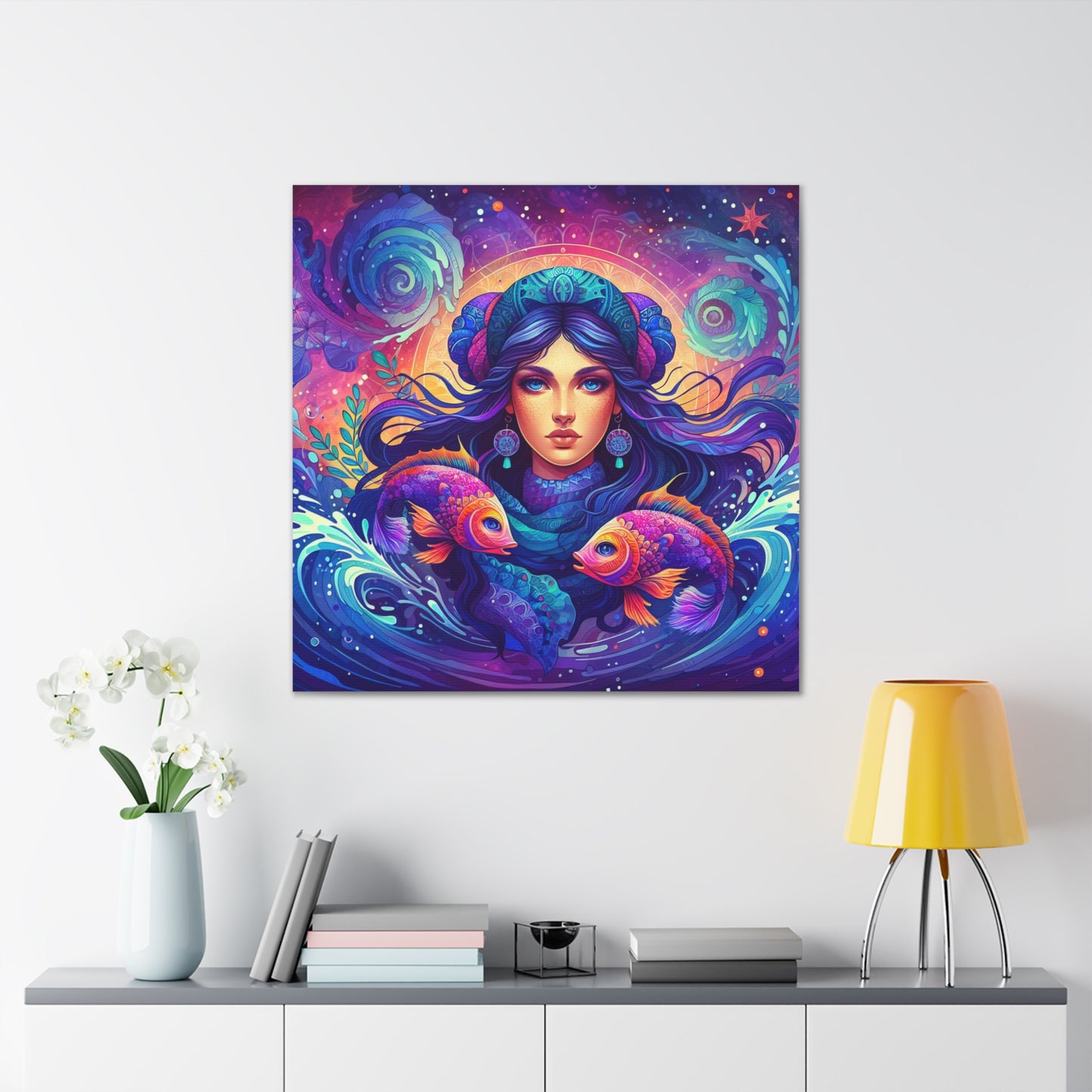 Pisces Woman Astrological Sign Canvas Wall Art