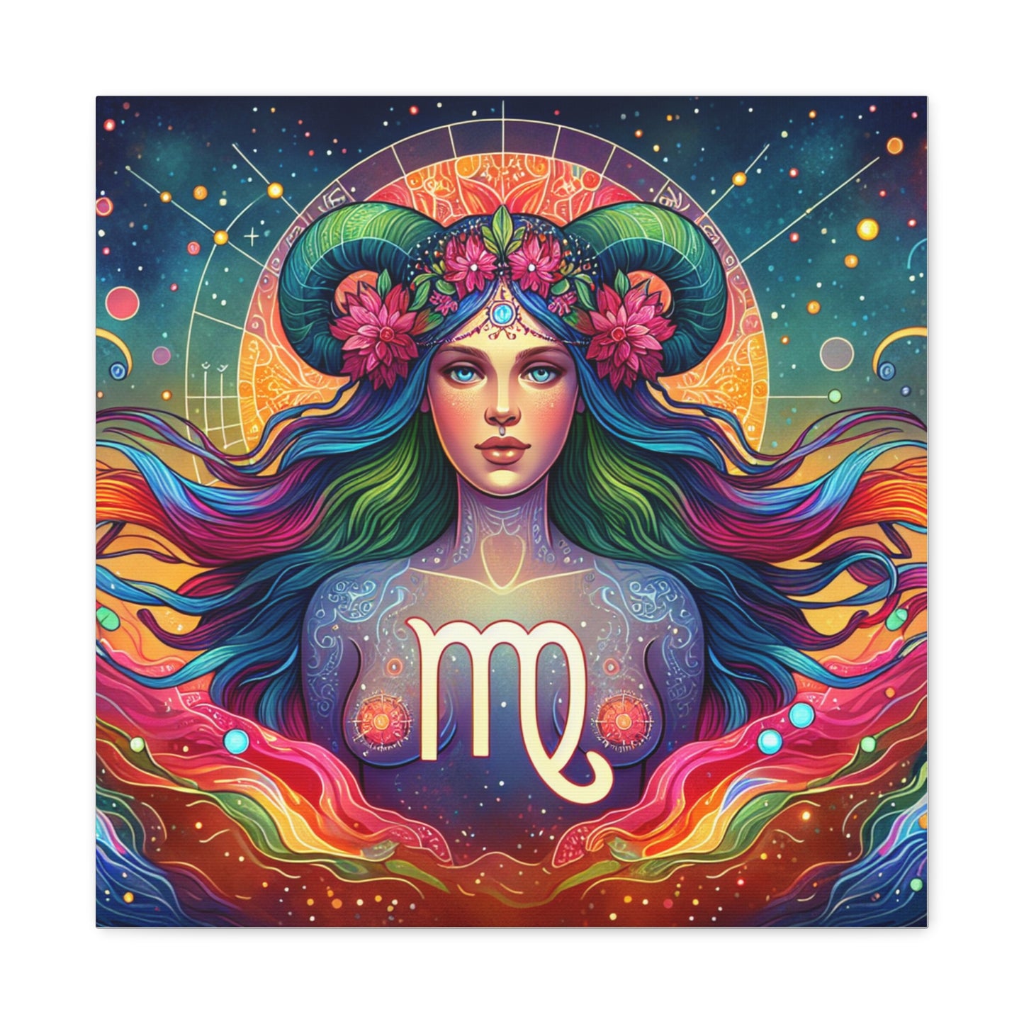 Virgo Woman Astrological Sign Canvas Wall Art