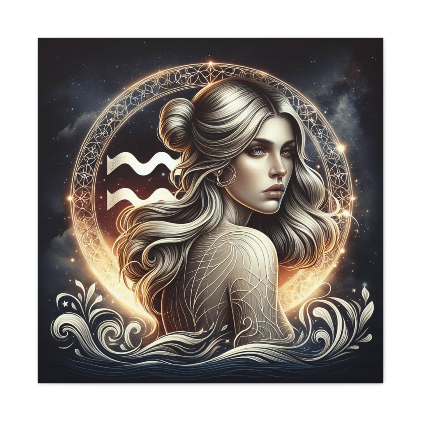 Aquarius Woman Astrological Sign Canvas Wall Art