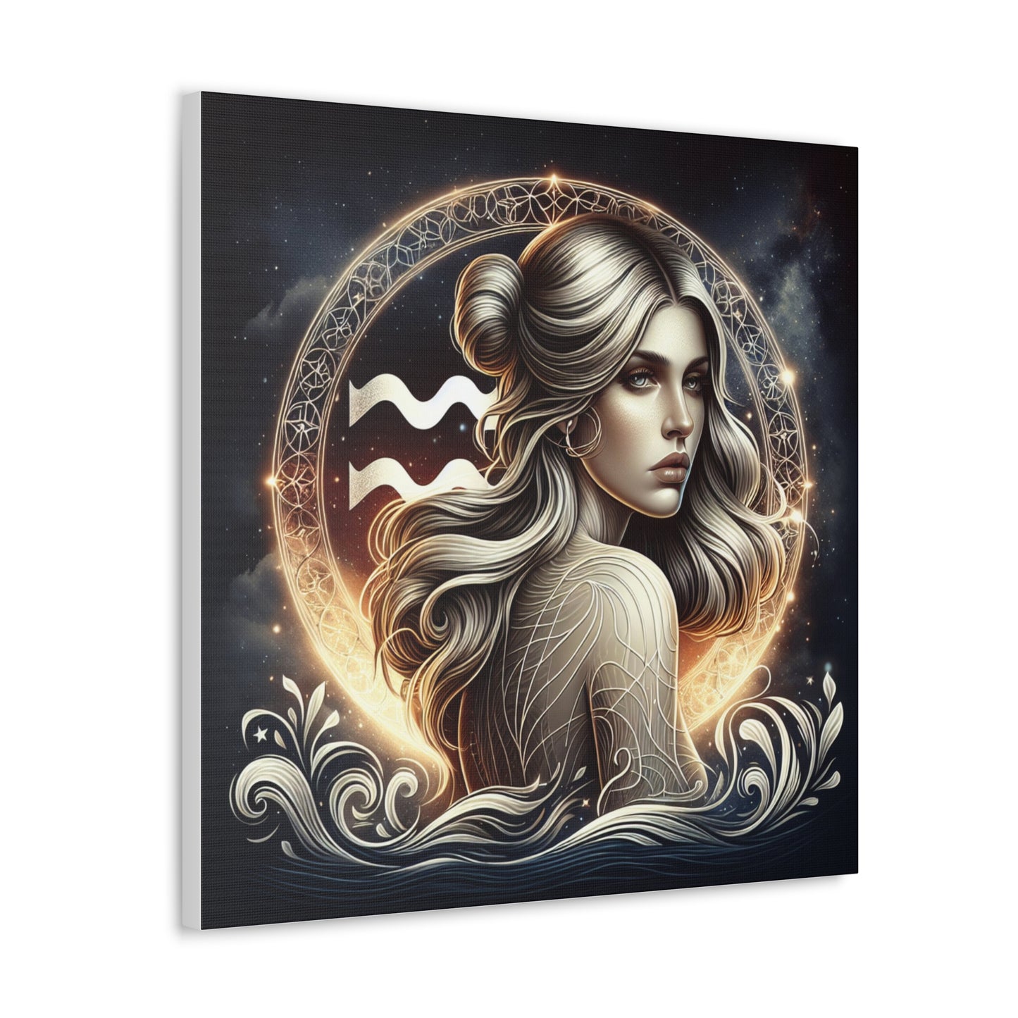 Aquarius Woman Astrological Sign Canvas Wall Art