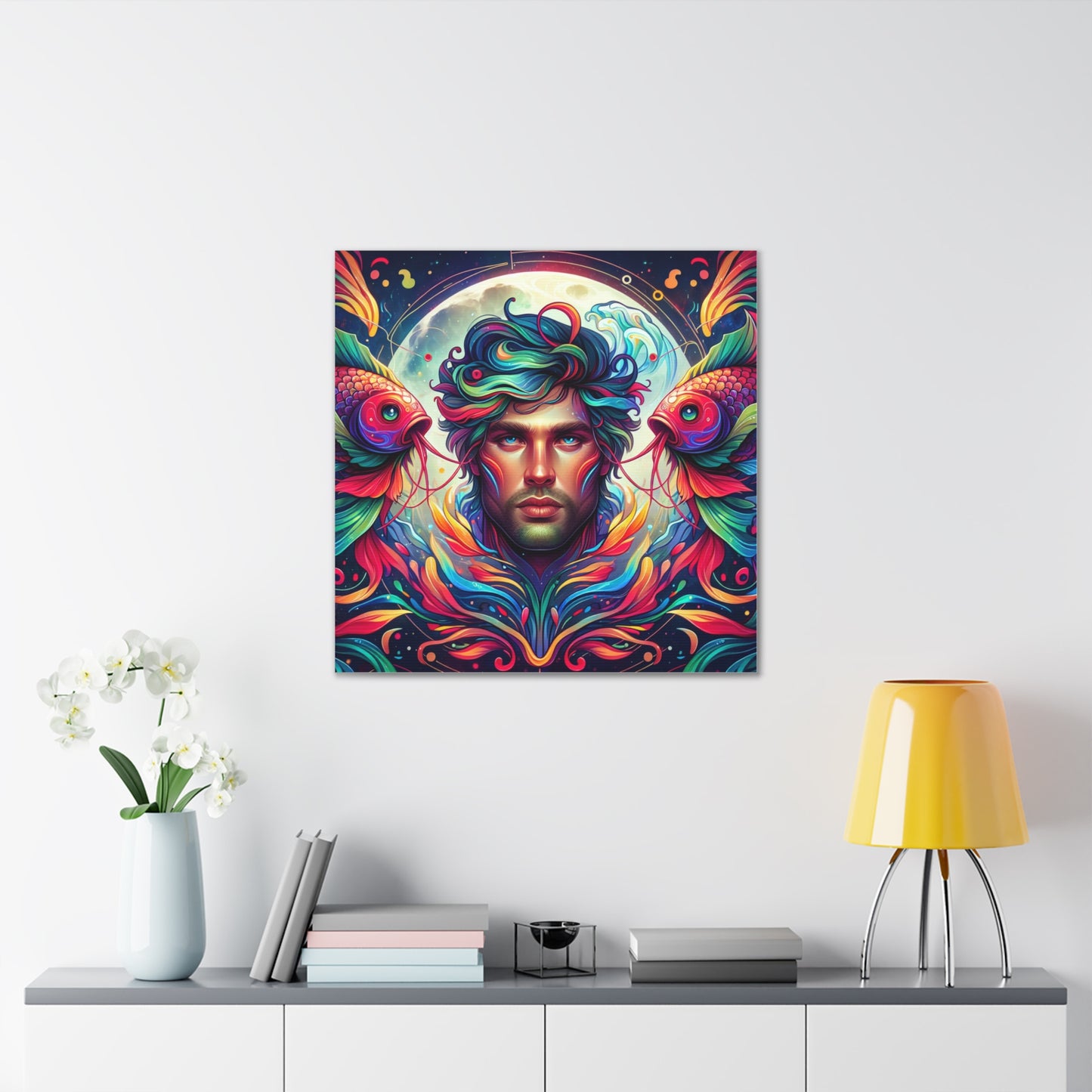 Pisces Man Astrological Sign Canvas Wall Art