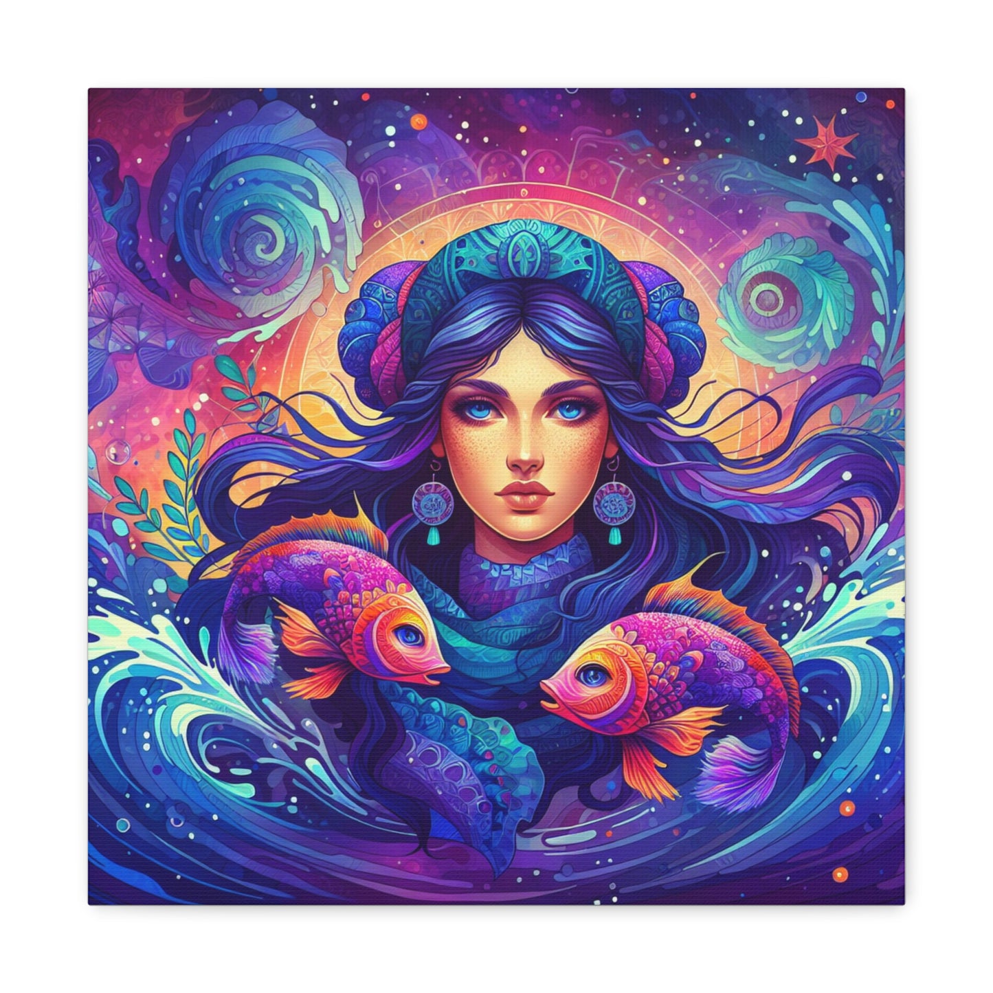 Pisces Woman Astrological Sign Canvas Wall Art