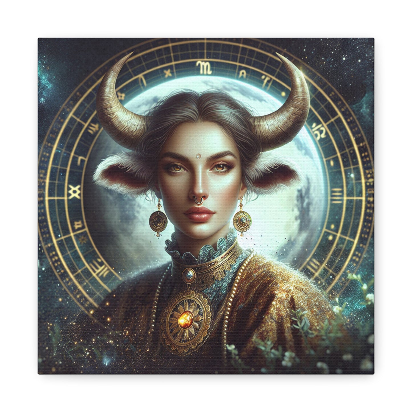 Taurus Woman Astrological Sign Canvas Wall Art