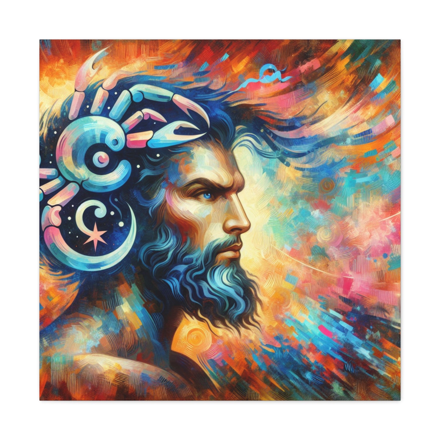 Cancer Man Astrological Sign Canvas Wall Art