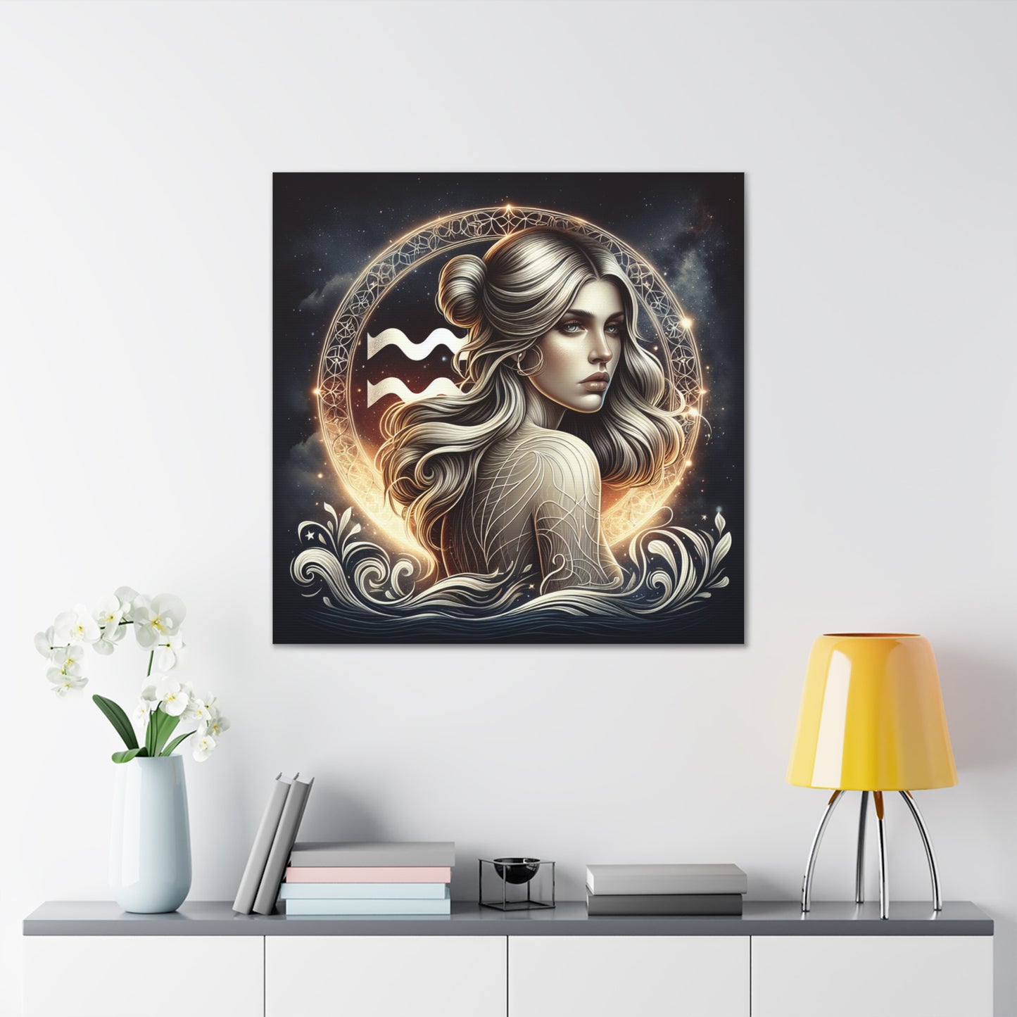 Aquarius Woman Astrological Sign Canvas Wall Art