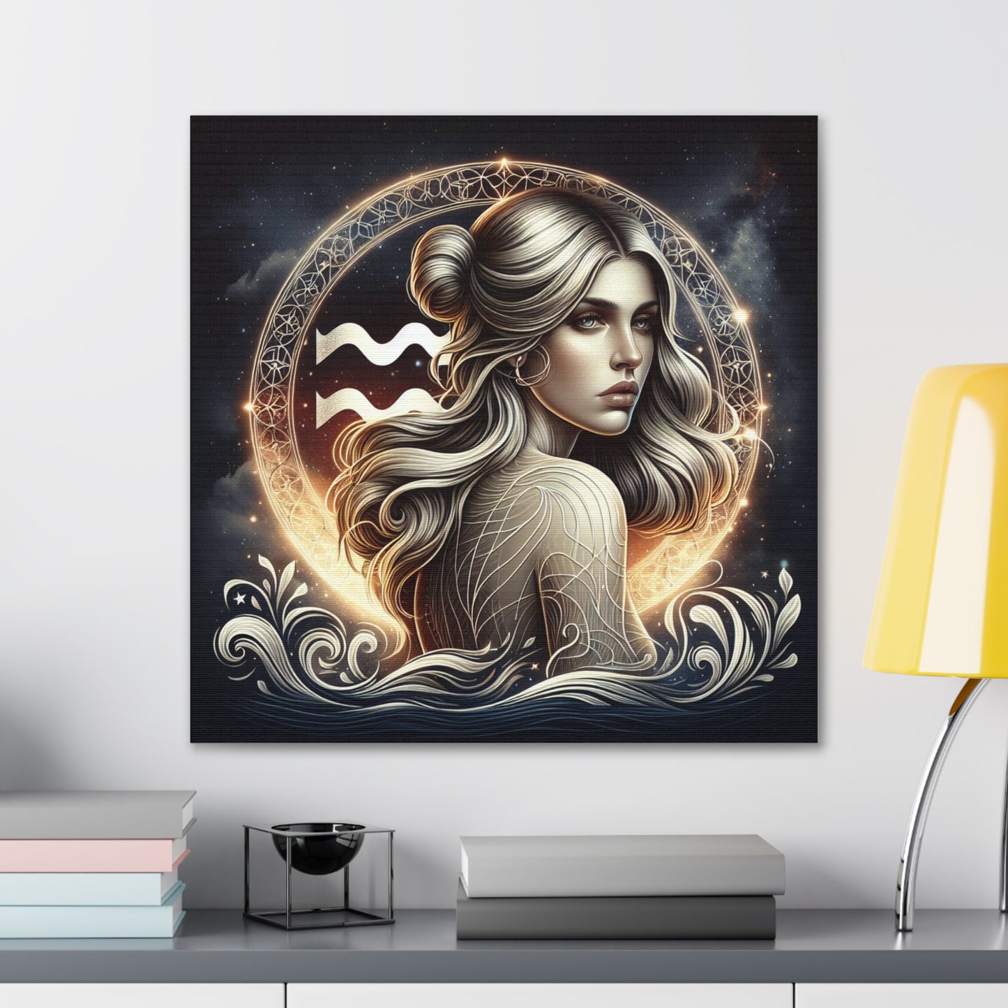 Aquarius Woman Astrological Sign Canvas Wall Art