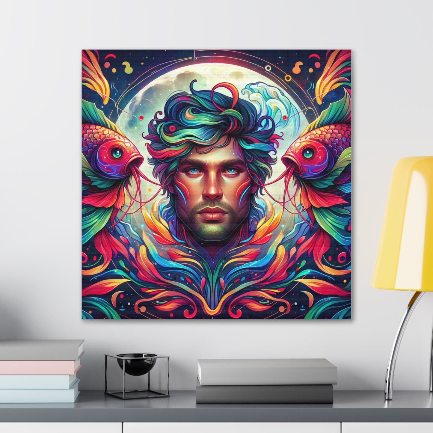 Pisces Man Astrological Sign Canvas Wall Art