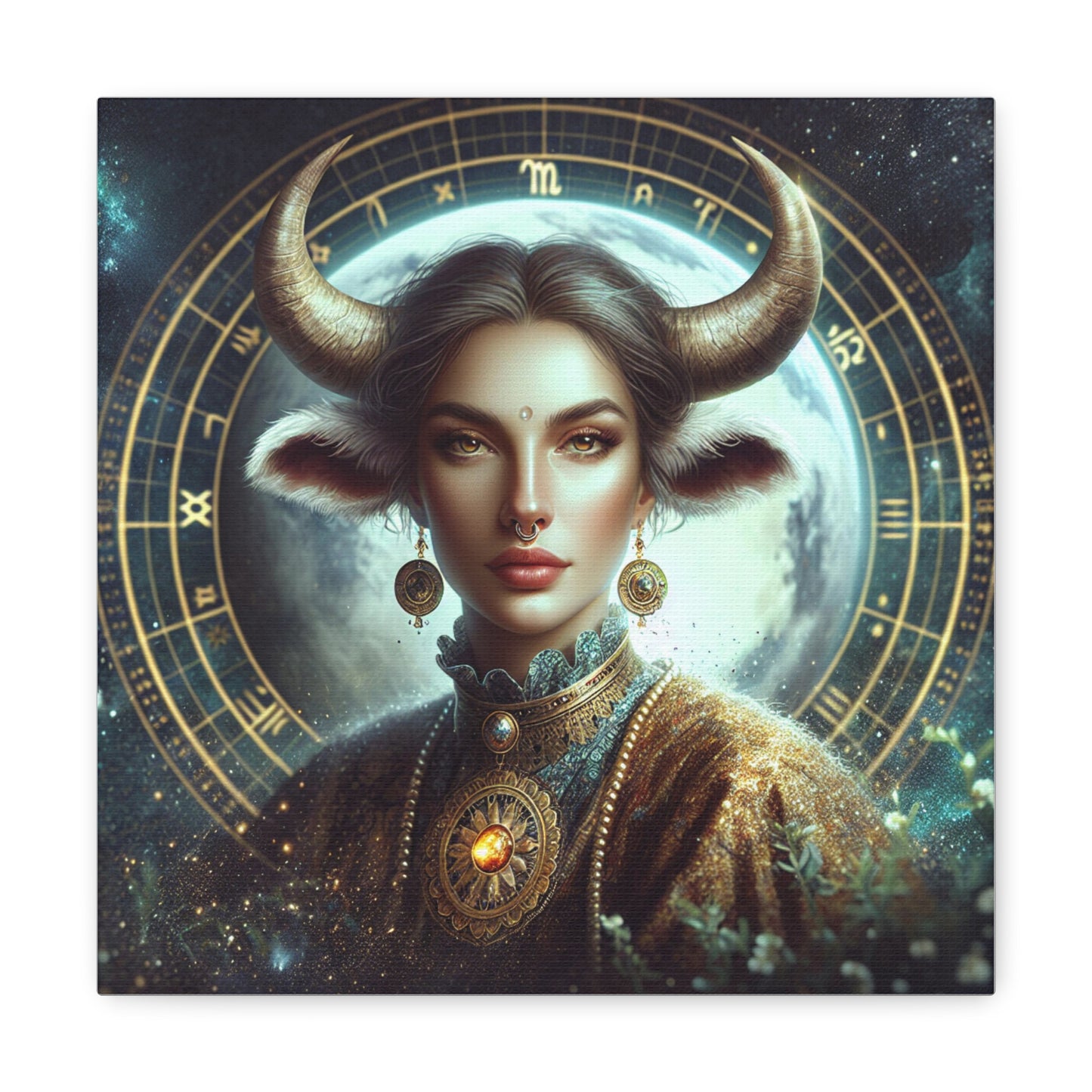 Taurus Woman Astrological Sign Canvas Wall Art