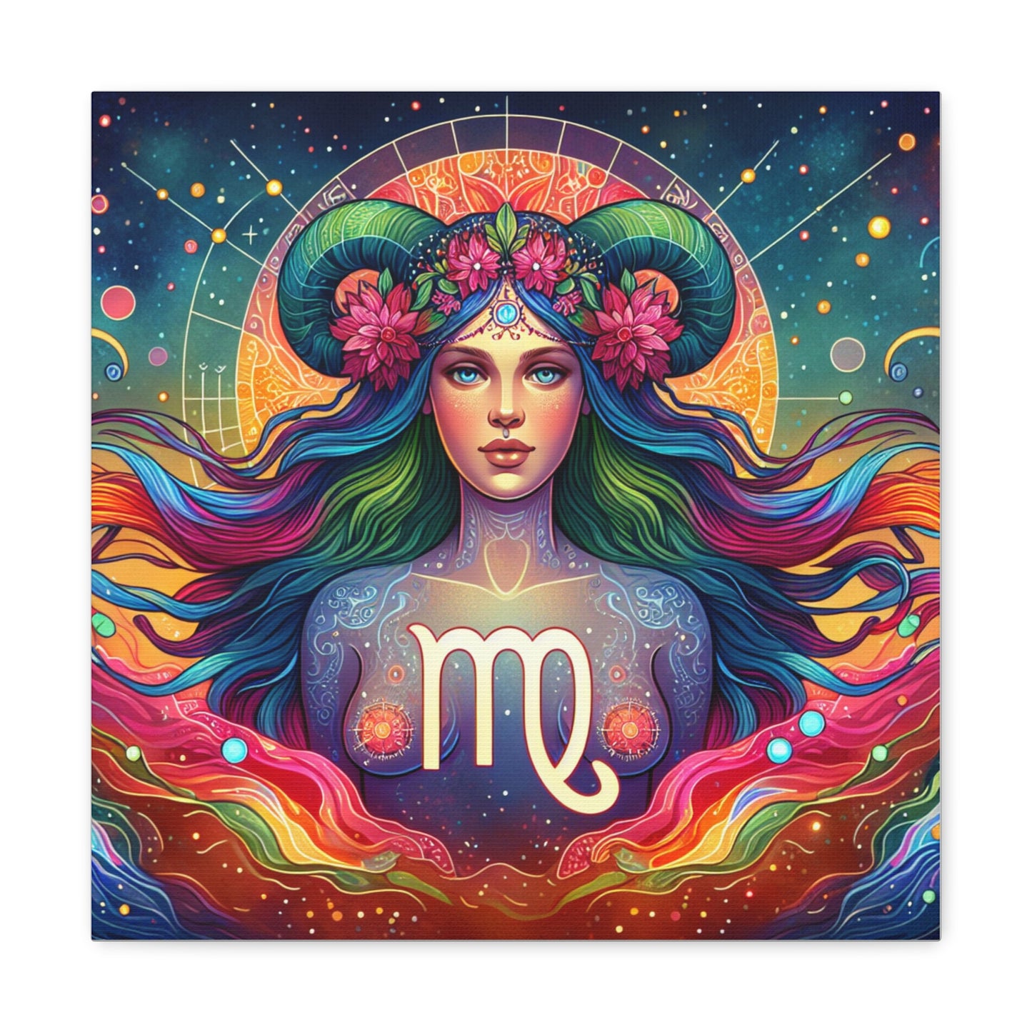 Virgo Woman Astrological Sign Canvas Wall Art