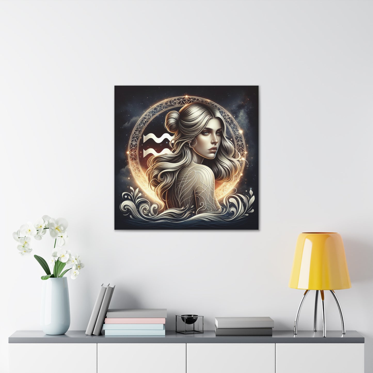 Aquarius Woman Astrological Sign Canvas Wall Art