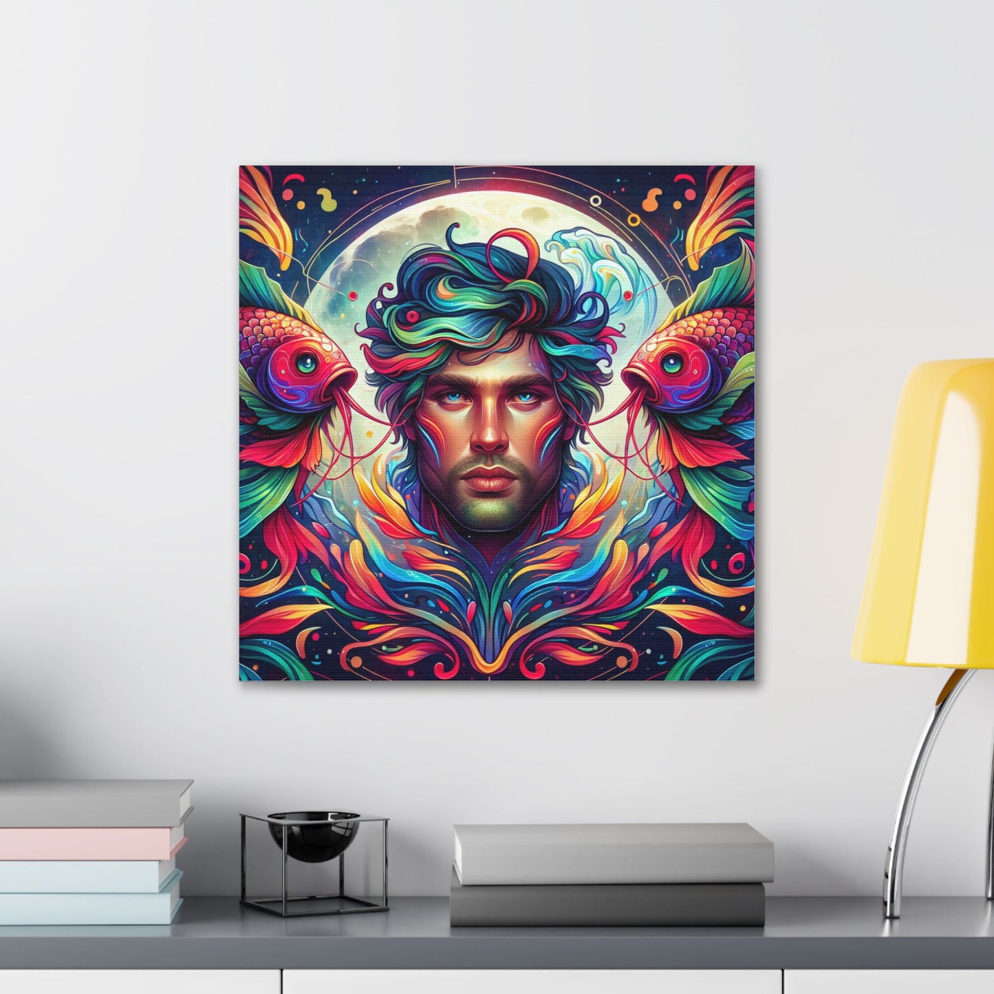 Pisces Man Astrological Sign Canvas Wall Art