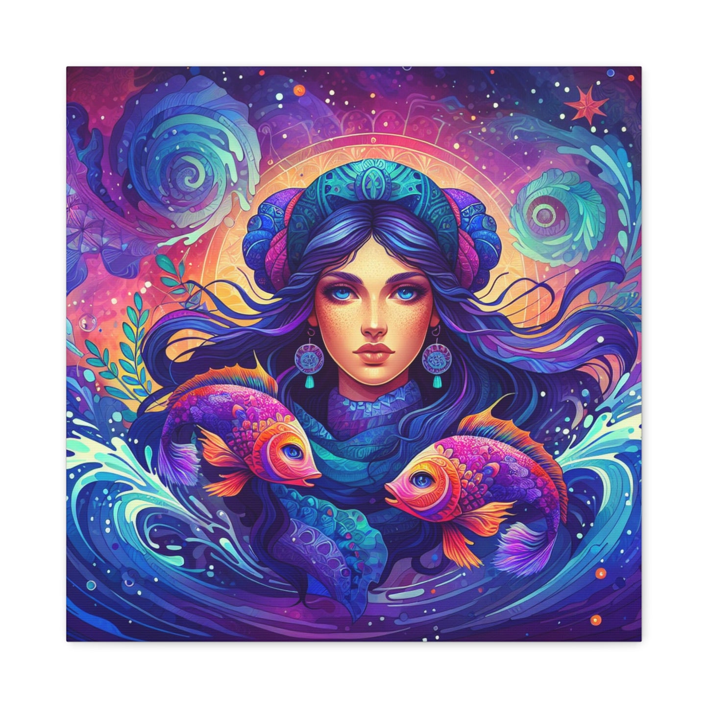 Pisces Woman Astrological Sign Canvas Wall Art