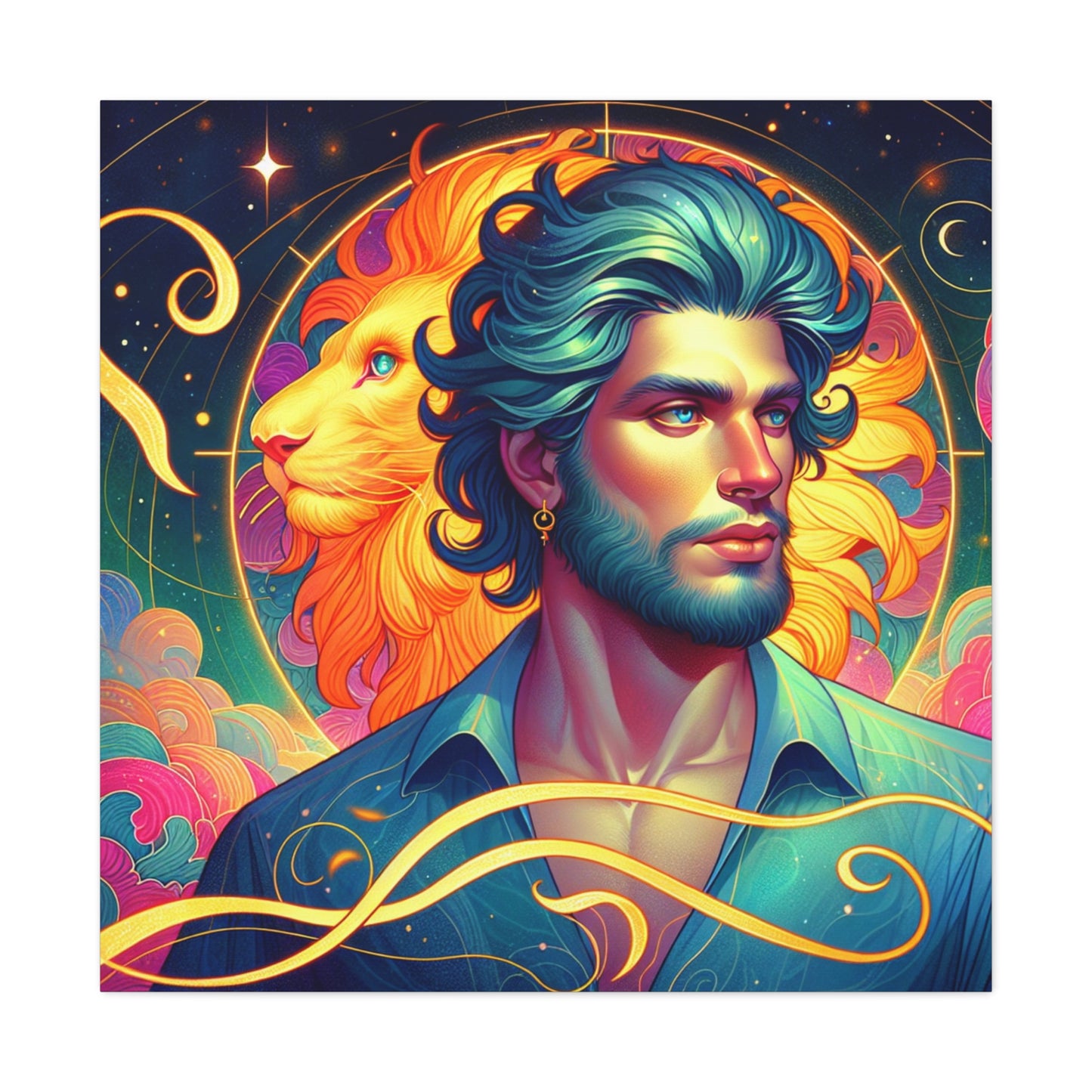 Leo Man Astrological Sign Canvas Wall Art