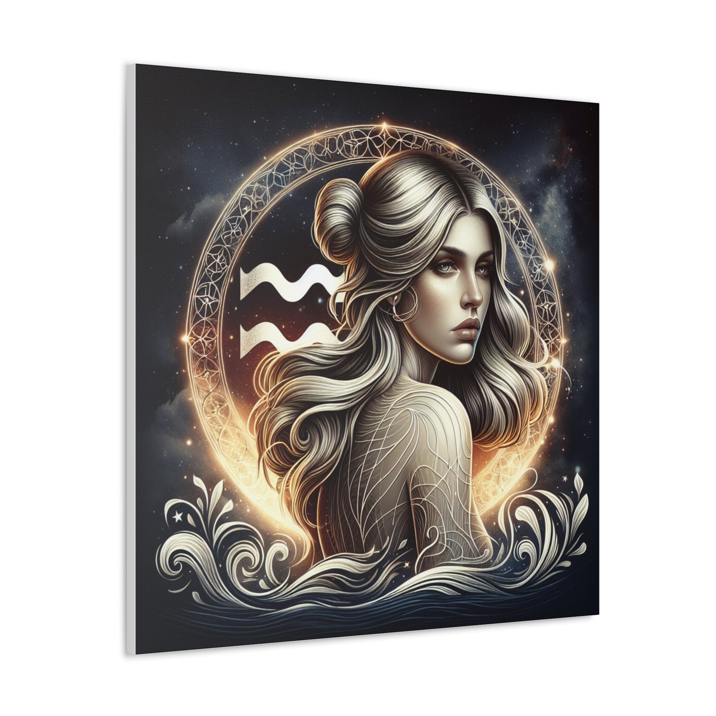 Aquarius Woman Astrological Sign Canvas Wall Art