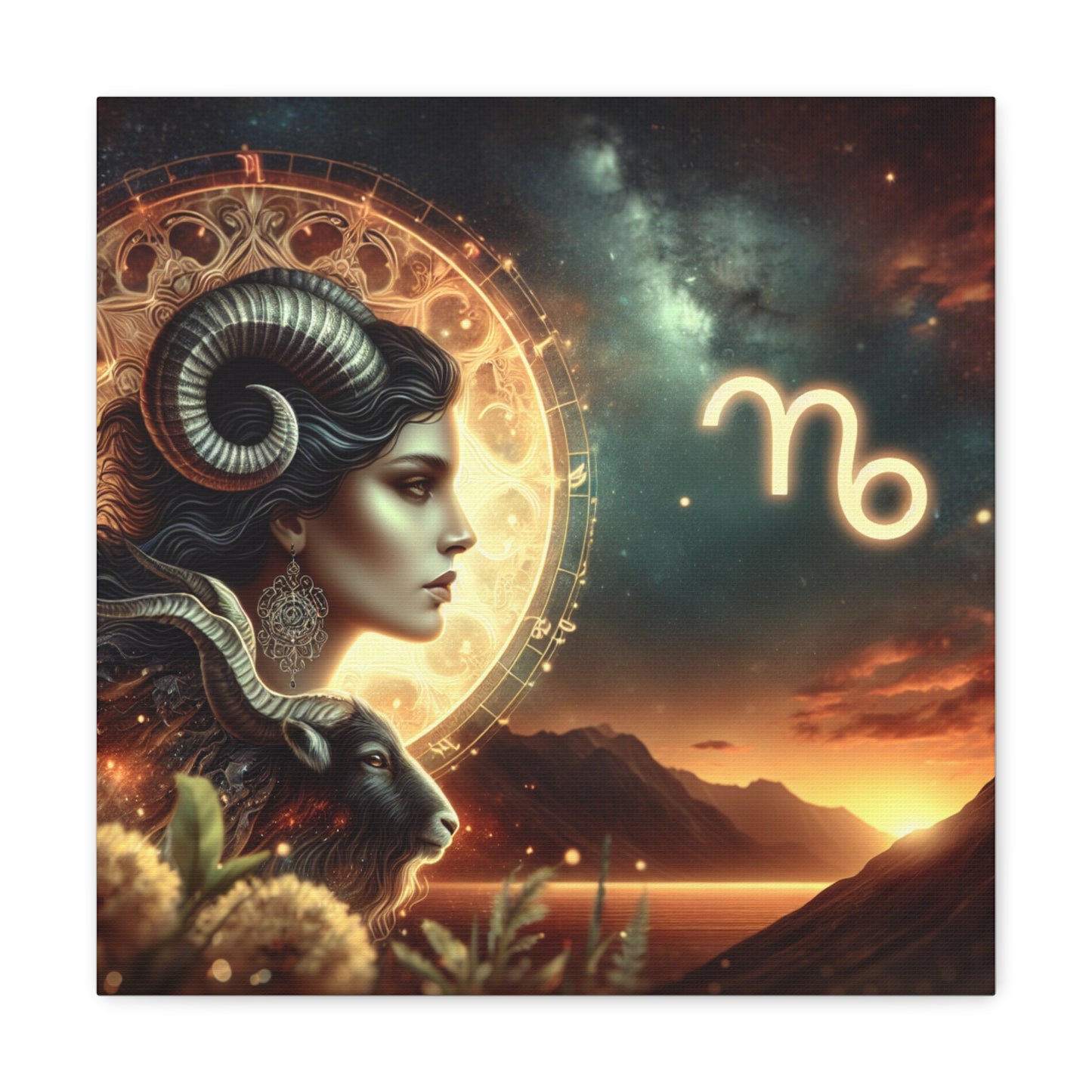 Capricorn Woman Astrological Sign Canvas Wall Art