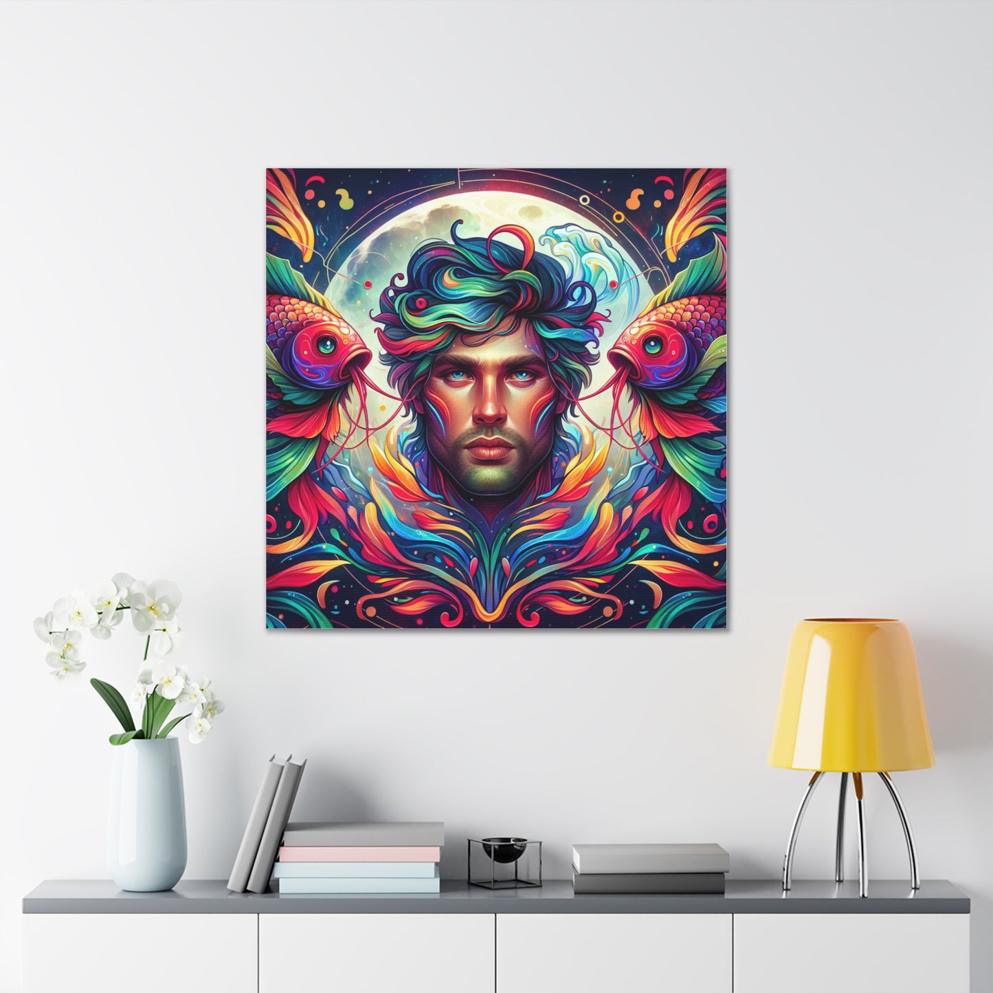 Pisces Man Astrological Sign Canvas Wall Art